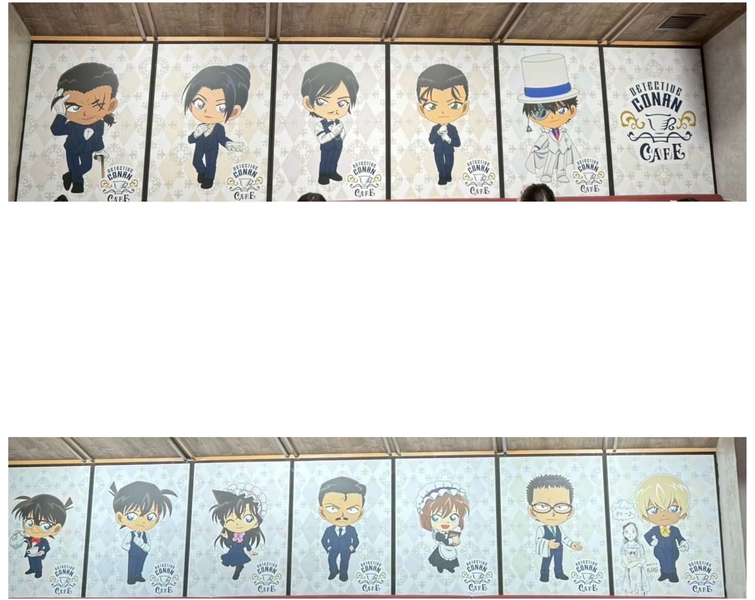 名探偵コナンカフェ2025 店内壁のデフォルメキャラクター装飾